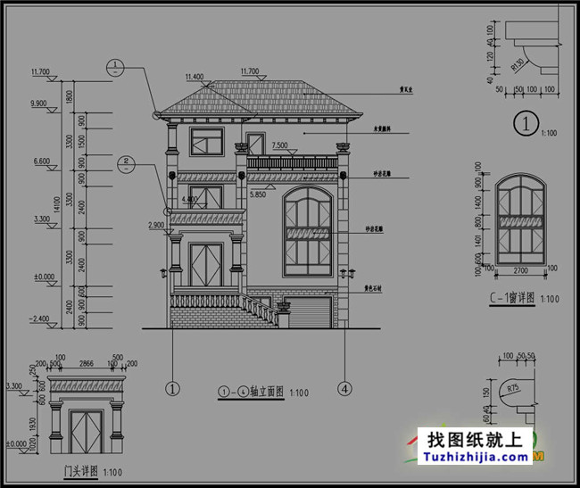 100平方米自建三层半别墅设计图纸