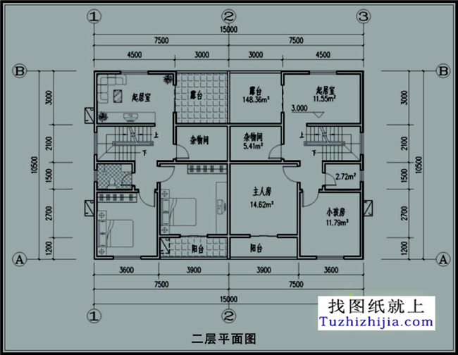 150平方米江西三层双拼小别墅施工设计图纸15x11米