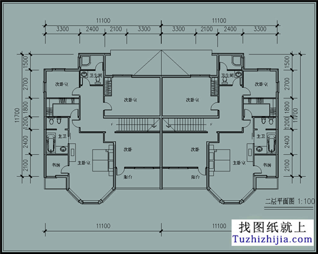 258平方米新农村两层双拼别墅户型设计图纸及效果图,22x13米