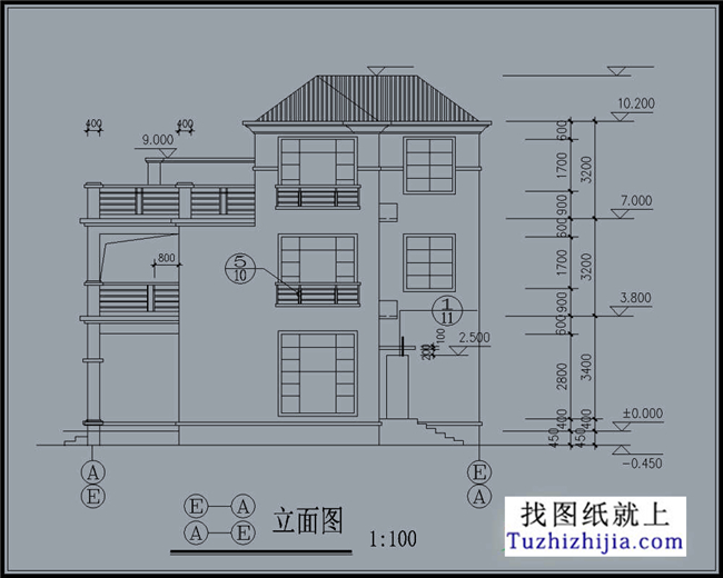 180平方米漂亮清新大窗户三层双拼别墅设计图15x12米