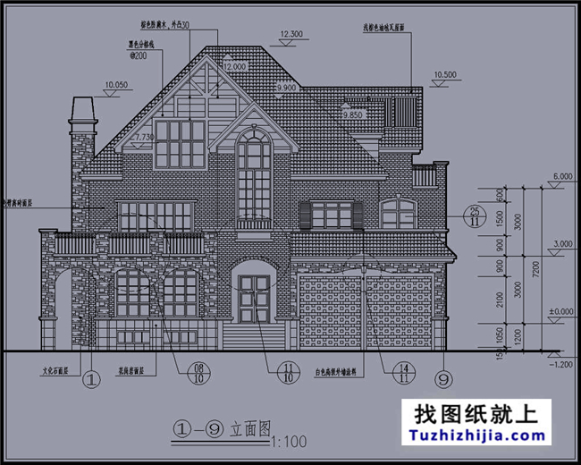200平方米三层豪华欧式别墅房屋设计CAD图纸,16X15米