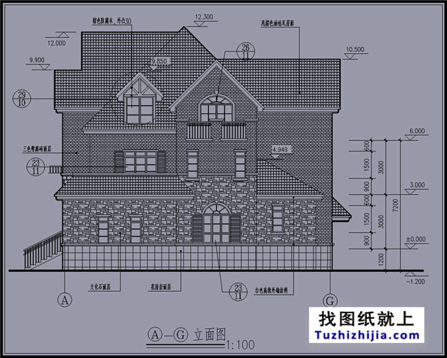 200平方米三层豪华欧式别墅房屋设计CAD图纸,16X15米