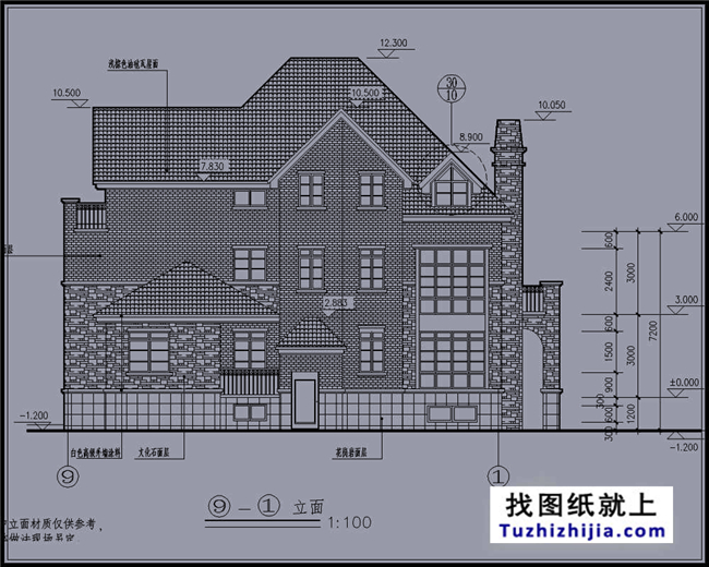 200平方米三层豪华欧式别墅房屋设计CAD图纸,16X15米