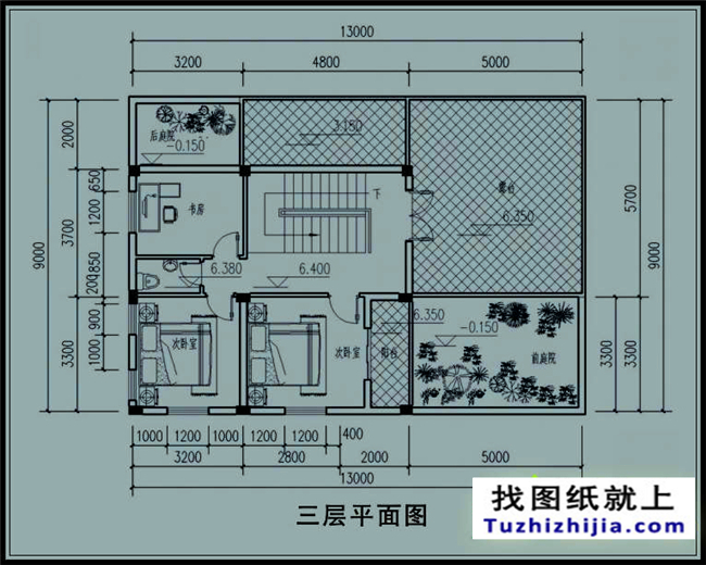 120平方米徽派风格三层别墅CAD设计图纸带效果图,13X9米