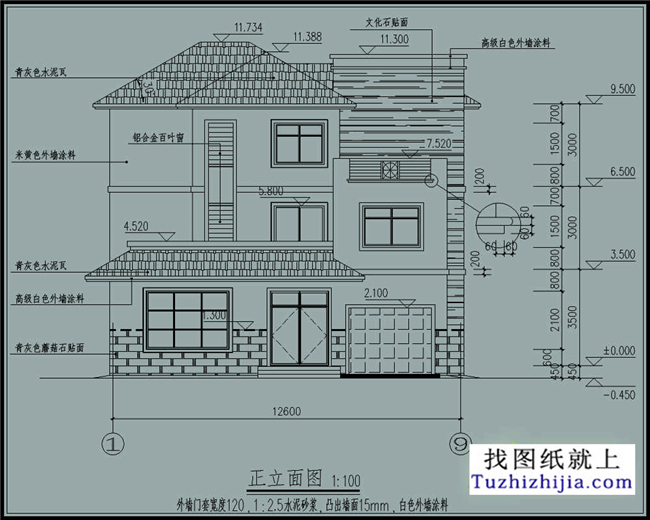 150平方米三层新农村自建别墅设计图纸13x12米