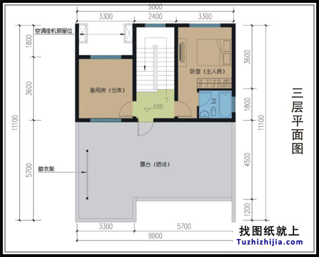 105平方米新农村三层别墅施工建筑设计图及效果图,9X17米