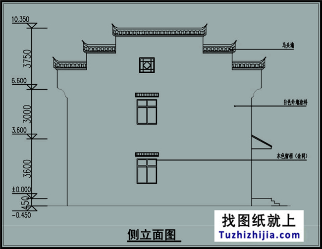 5万内新别墅风格农村三层自建图纸设计图8X1天正2014打开徽派新文件夹是图片