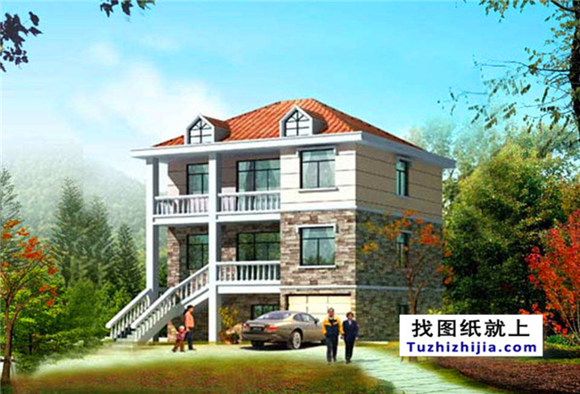 造价:28万,135平方米农村三层别墅设计图带外观，11x12米