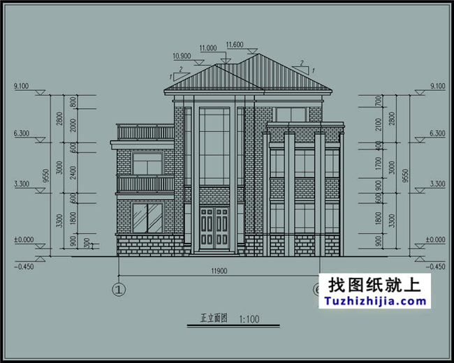 造价:28万,新农村三层别墅施工图纸及效果图,12X12米140平方米