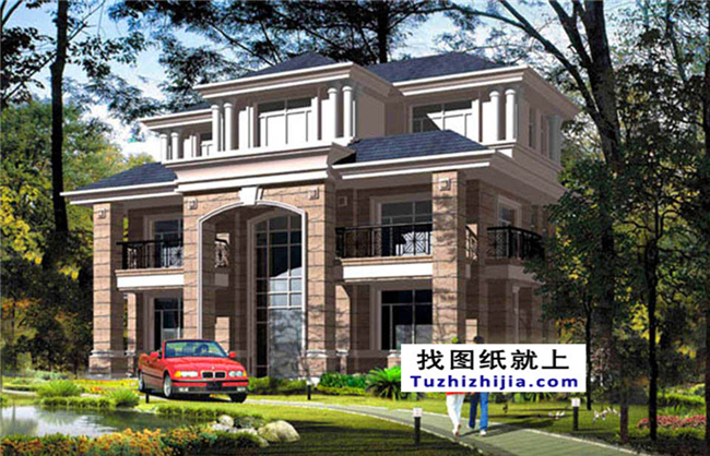 造价:40万,140平方米新农村别墅设计施工图带效果图,14X10米