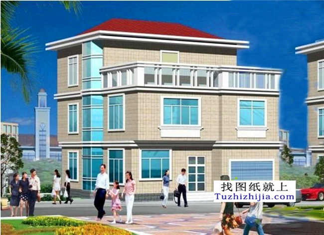 浙江新农村110平方米别墅建筑设计图纸带外观效果图