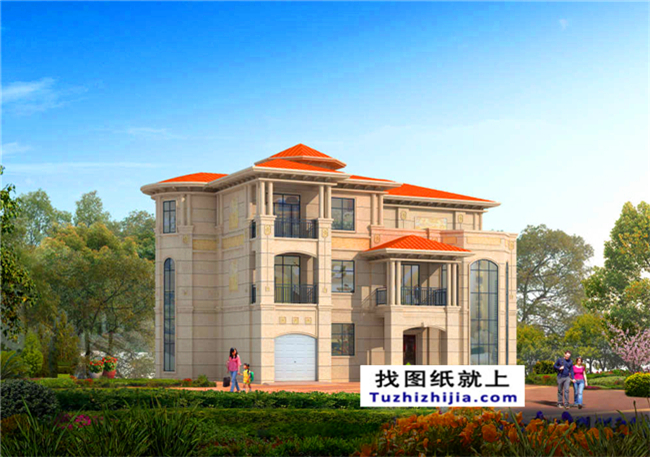 欧式复式型三层别墅施工设计图纸及效果图大全