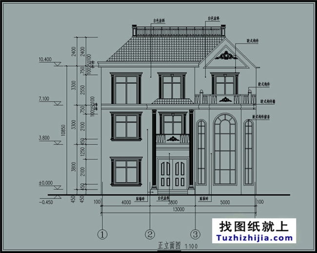 170平方米新农村现代楼中楼三层别墅设计施工图纸及效果图