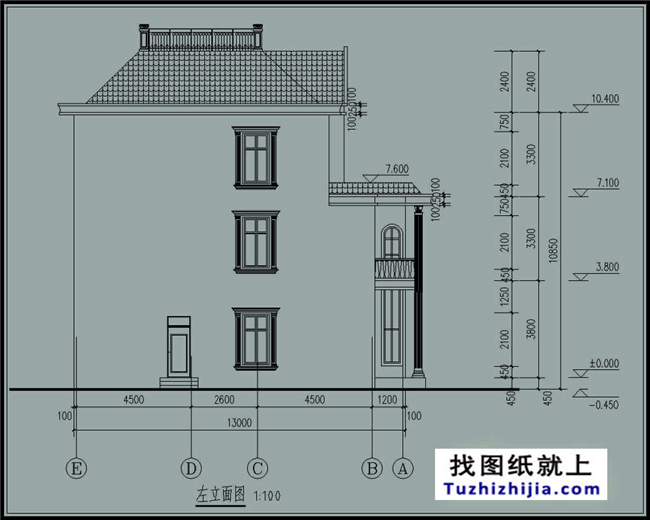 170平方米新农村现代楼中楼三层别墅设计施工图纸及效果图