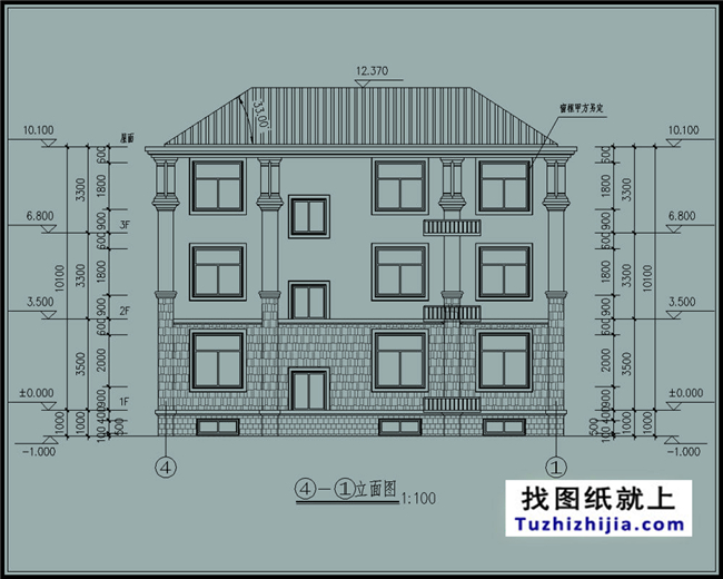 造价65万左右的三层欧式别墅房屋设计施工CAD图纸及效果图