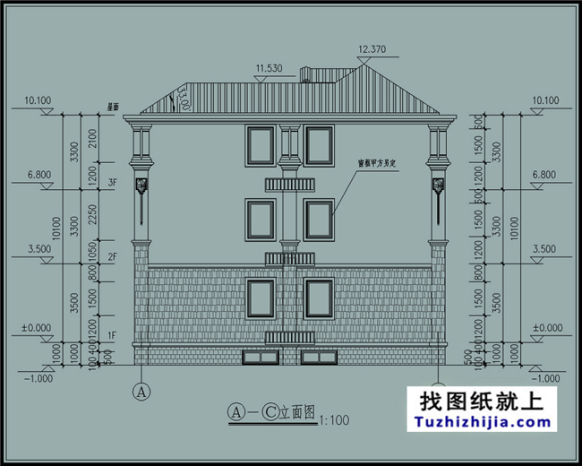 造价65万左右的三层欧式别墅房屋设计施工CAD图纸及效果图
