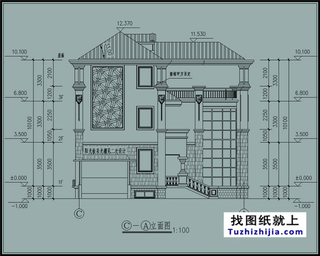 造价65万左右的三层欧式别墅房屋设计施工CAD图纸及效果图