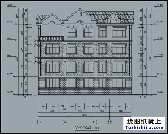 230平米欧式带地下室三层自建别墅设计施工图纸及效果图