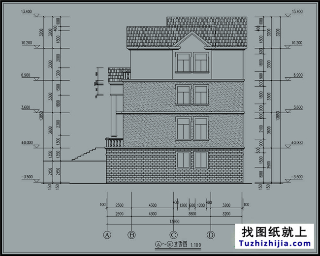 230平米欧式带地下室三层自建别墅设计施工图纸及效果图