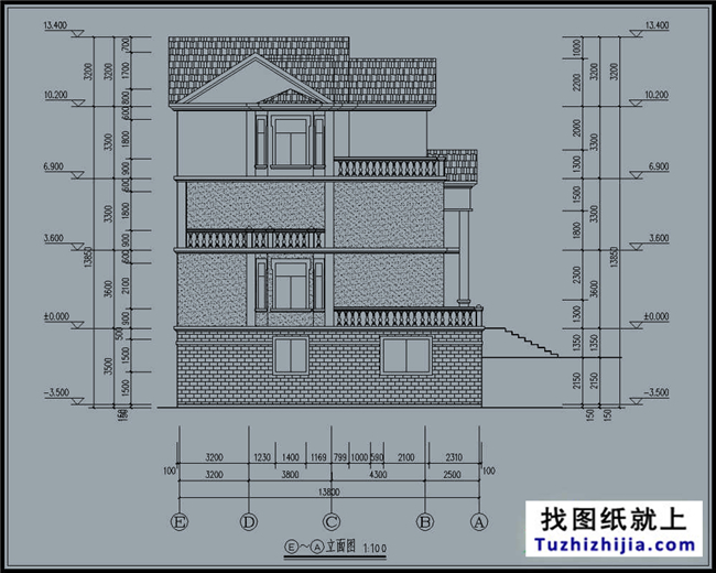 230平米欧式带地下室三层自建别墅设计施工图纸及效果图