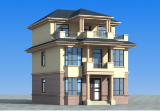 110平方米新农村三层房屋设计图,含外观效果图