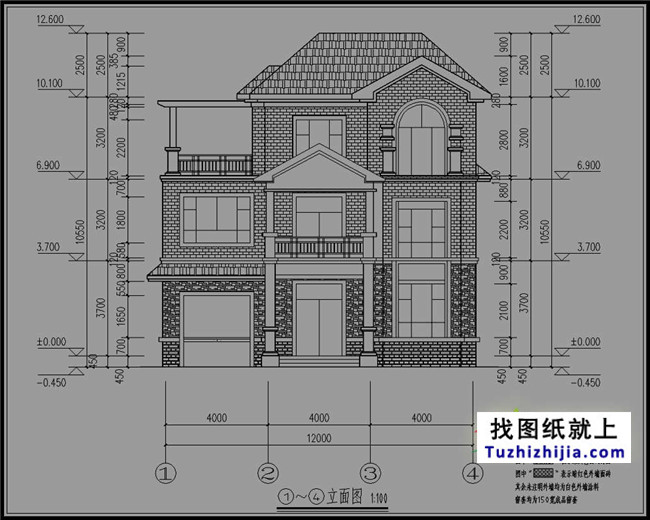 自建三层小洋楼设计图纸,含效果图,带车库