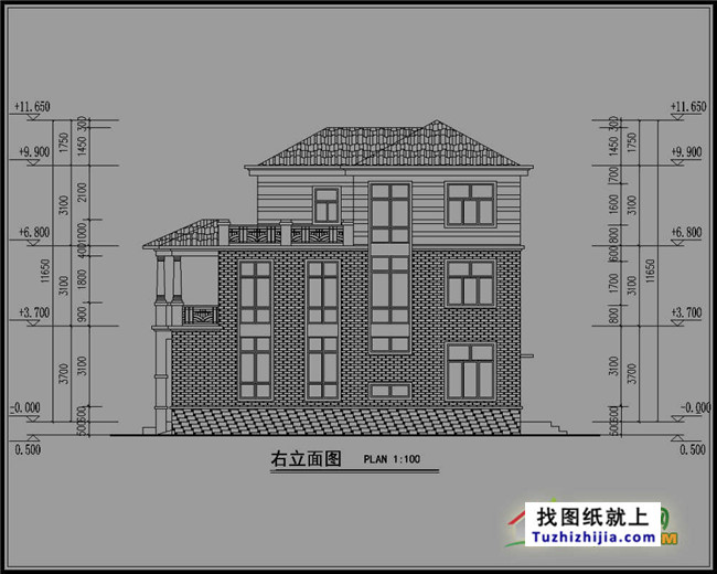 160平方米带车库农村三层房屋设计图纸