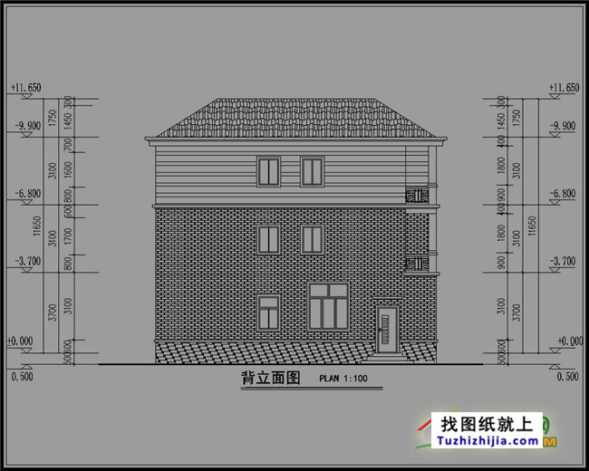 160平方米带车库农村三层房屋设计图纸