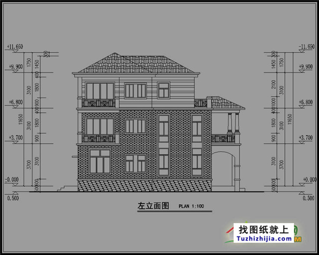 160平方米带车库农村三层房屋设计图纸