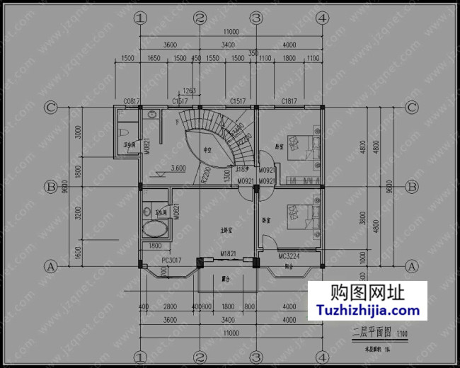 160平方农村三层别墅cad设计图纸,11x10米