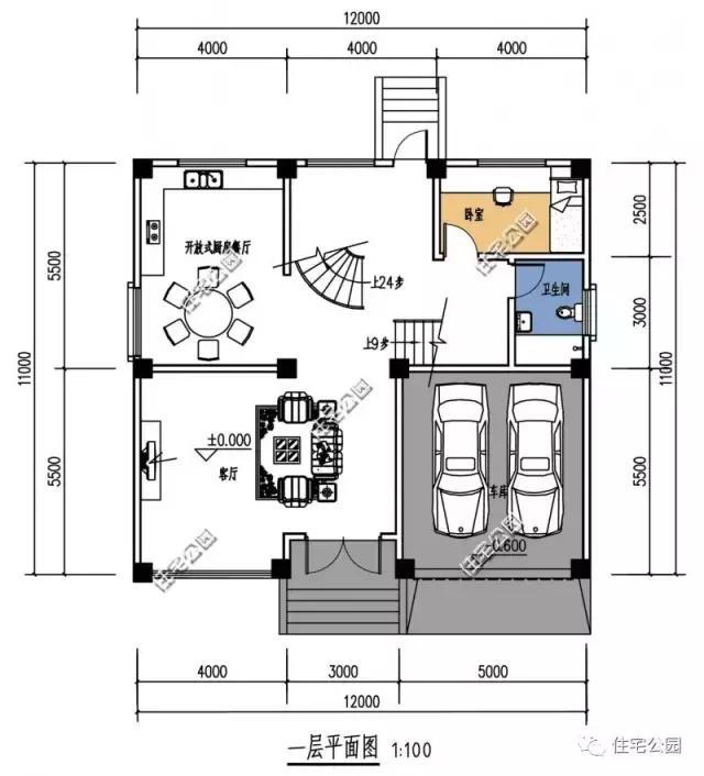 独栋小别墅设计方案，旋转楼梯带夹层，怎么做到的？