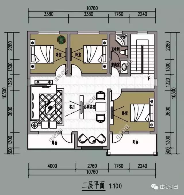 10X10米2层经典别墅，户型方正成本18万，全图展示！