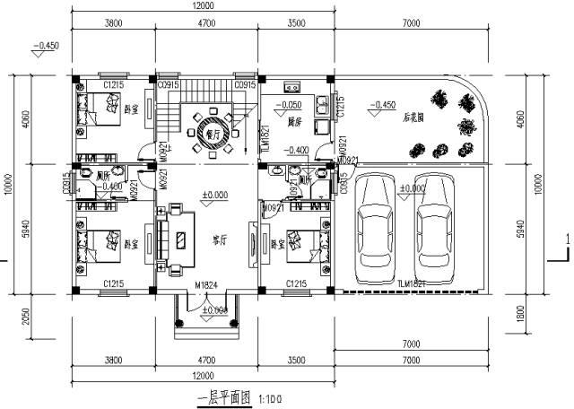 12米x10米带车库两层小别墅, 毛坯25万毛坯能建！