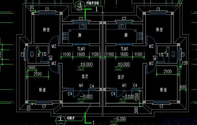 一层平房小面积双拼房屋住宅设计图,造价低,面