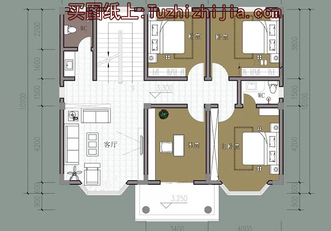 120平现代实用三层别墅房屋设计图，含外观效果图