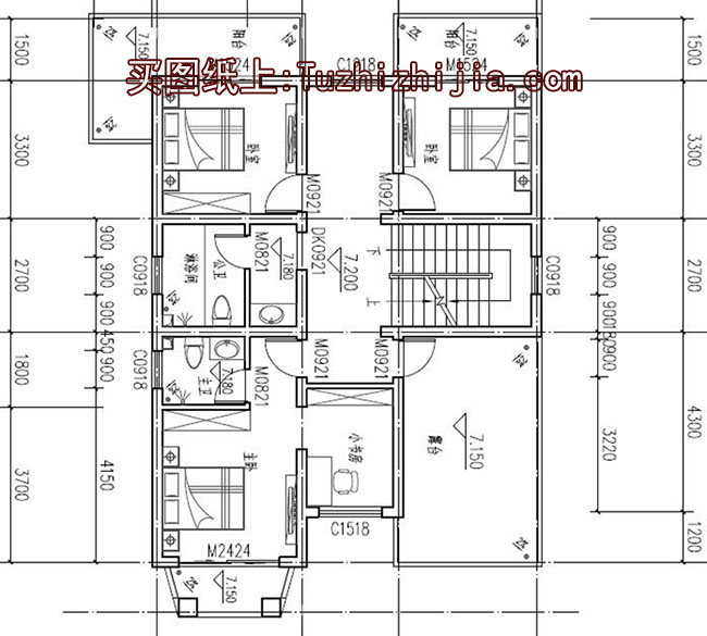 105平左右四层别墅房屋设计图，含外观效果图