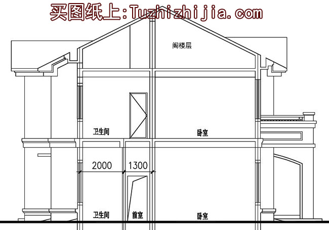 130平带阁楼两层半别墅房屋设计图,含外观效果图