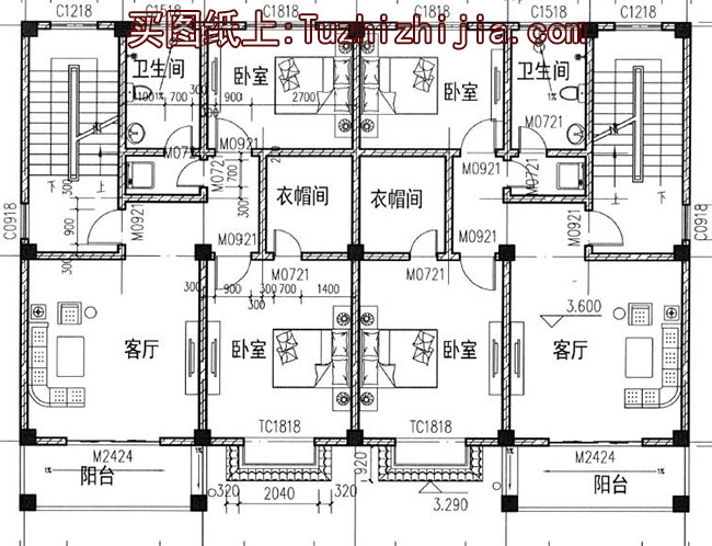 兄弟两户双拼房屋设计图及外观图片，户型合理