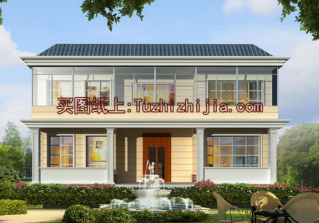 新中式二层别墅设计图,现代中式别墅外观效果
