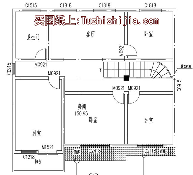 169平方米清新二层别墅建筑设计图纸及效果图13x13米