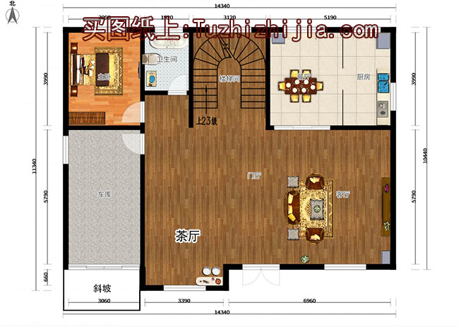 带车库农村二层楼房设计图，外观漂亮，精致_二层别墅设计图_图纸之家