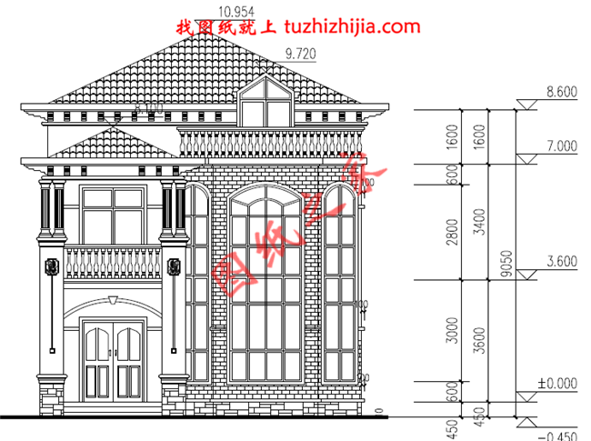 农村二层小别墅自建房屋设计图,客厅中空,占地