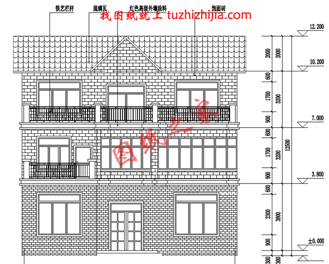 新工艺三层自建房屋设计图,作图120平米,农村毕业设计占地图片