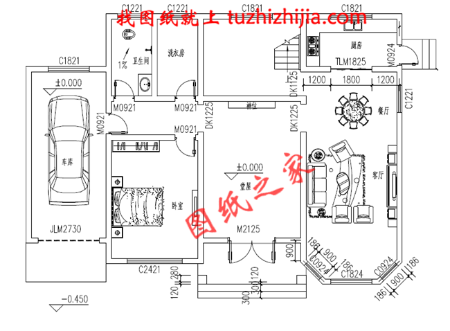 带车库,带露台二层农村小别墅设计图,宅基地大小适中