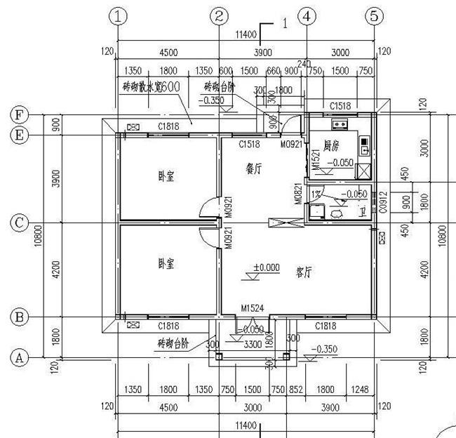 120平一层简单结构农村设计图,乱码8万左右别墅图纸造价图片