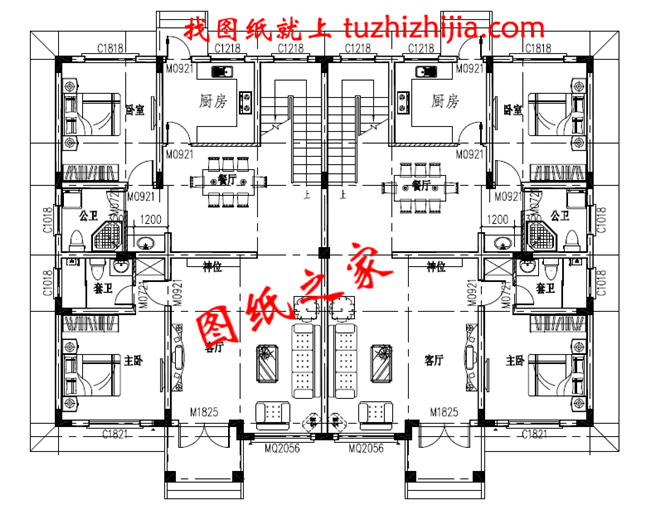 2022最新兄弟简欧双拼别墅设计图纸,单户130平米左右