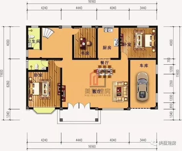 3款四间二层农村房屋设计图,附彩色平面户型图