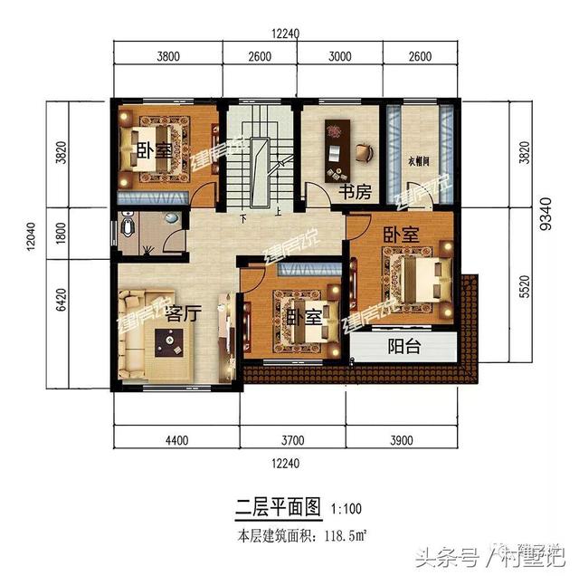 12x10米三层楼房设计图，农村自建房就该有个别墅的样子
