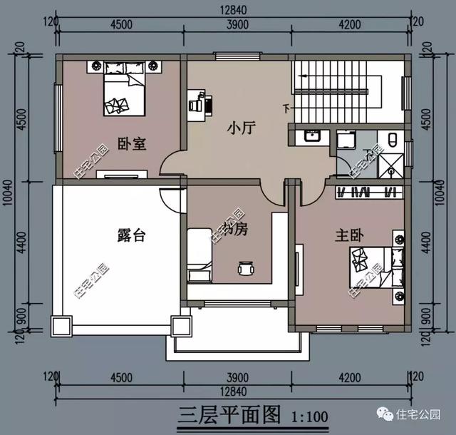 农村14X14米楼房设计图，3种方案供您选择