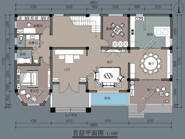 19x11米二层农村别墅设计图,带阳光房_盖房知识_图纸之家